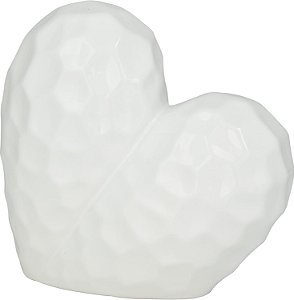 Escultura de Coração de Porcelana Deco 79, 8 x 4 x 8, Branca