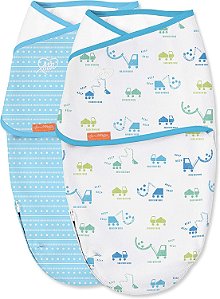 SwaddleMe Luxe Whisper Quiet Swaddle – Tamanho Pequeno/Médio, 0-3 Meses, Pacote com 2 (Blocos de Construção) Swaddle Extra Macio Para Recém-Nascidos com Fechamento de Tecido Silencioso e