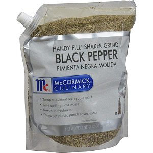 McCormick Culinary Handy Fill Shaker Moedor de Pimenta Preta, 2 lb - Um pacote de 2 libras de pimenta preta pura a granel para reabastecimento de moedores de pimenta preta de mesa.