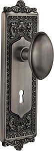 Placa Nostalgic Warehouse Egg & Dart com Maçaneta Homestead e Furo para Chave, Privacidade - 2.75, Pewter Antigo