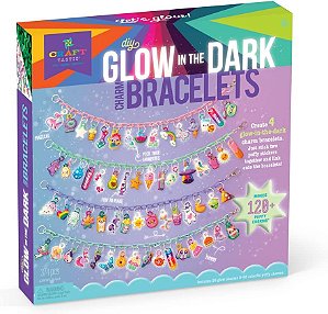 Pulseiras de encanto luminoso para fazer em casa - Design 4 pulseiras personalizáveis com mais de 120 adesivos fáceis de fazer - Presente de artes e artesanato criativo - Conjunto de fabricação de jóias para crianças -