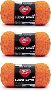 Lã de abóbora Red Heart Super Saver - Pacote com 3 unidades de 198g/7oz - Acrílico - 4 Médio (Worsted) - 364 jardas - Tricô/Crochê