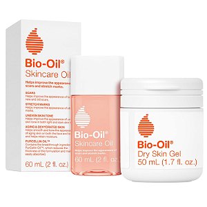 Pacote de cuidados com a pele seca para viagem Bio-Oil - Óleo para cuidados com a pele de 1.7oz e Gel para pele seca de 2oz