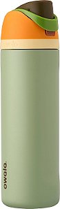 Garrafa de água isolada de aço inoxidável Owala FreeSip com canudo para esportes e viagem, livre de BPA, 24 oz, laranja/verde (Camo Cool)