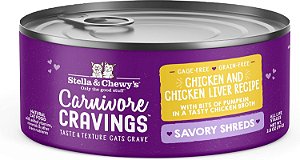 Latas de pedaços suculentos sem grãos e ricos em proteínas para gatos molhados - Receita de frango e fígado de frango criados sem gaiola (caixa com 12 latas de 2,8 on