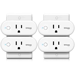 Tomadas Inteligentes GHome - 15A Wi-Fi Compatível com Alexa, Tomada Mini com Controle Remoto, Função de Temporizador Programável, Sem Necessidade de Hub - Pacote com 4 unidades