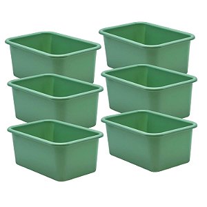Recursos Criados pelo Professor Caixa de Armazenamento Plástica Pequena Eucalipto Verde, Pacote com 6