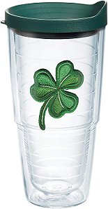 Tervis Trevo Feito nos EUA Copo Térmico Isolado de Parede Dupla Mantém Bebidas Geladas e Quentes, 24oz, Transparente, Clássico, 1 unidade (Pacote de 1)