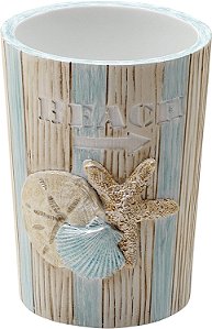 Copo Zenna Home Seaside Serenity, 1 unidade (pacote de 1), marrom, azul, branco.