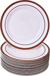 Pratos de Plástico Vermelho de Natal para Festa, 20 Pratos de Salada 9, Conjunto de Pratos Descartáveis de Alta Resistência, Pratos de Plástico para Refeições Elegantes com Aparência de Porcelana, Lou
