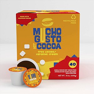 Cápsulas de Cacau Quente Caramelizado Tres Leches Mucho Gusto, Compatíveis com Máquinas de Café K-Cup 2.0, 40 Unidades (Pacote com 1)