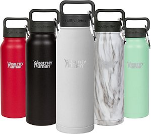 Garrafa de água de aço inoxidável Healthy Human | Garrafa Térmica com Isolamento a Vácuo de Parede Dupla para Adultos | Garrafas de Viagem Eco-Friendly com Tampa à Prova de Vazamentos (B
