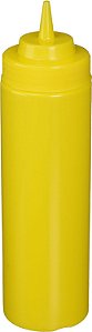 Frasco para compressão, 24 onças, Boca larga, Plástico, Amarelo (6 peças/unidade)