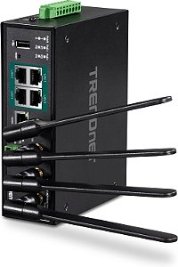 Roteador Gigabit PoE+ Industrial AC1200 Wireless da TRENDnet, TI-WP100, Preto