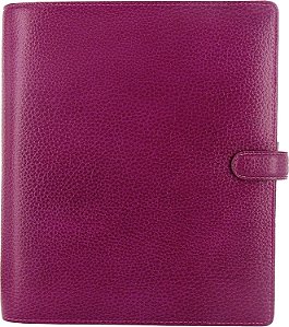 Organizador Filofax Finsbury, Tamanho A5, Framboesa - Couro Granulado Tradicional, Seis Anéis, Agenda de Calendário Semanal, Multilíngue, 2024 (C025371-24)