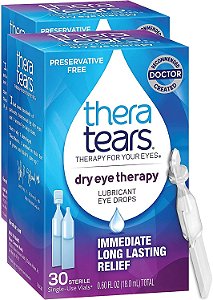 Colírio TheraTears Dry Eye Therapy para Olhos Secos, Livre de Conservantes, 30 Ampolas, 2 Pacotes.