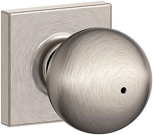 SCHLAGE F40 ORB 619 COL Maçaneta para Cômodo e Banheiro com Acabamento Orbit Collins Trim em Níquel Acetinado