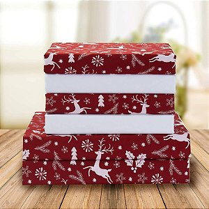Conjunto de lençóis 4 peças com estampa natalina de conforto elegante, 1500 fios, material respirável e super macio, resistente a rugas, lençóis ajustados com bolsos inteligentes, 4 peças