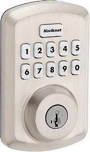 Fechadura Eletrônica SmartCode Powerbolt 2 Transitional 9250TRS-15S Kwikset com SmartKey, Trinco RCAL e Batente RCS, Acabamento em Níquel Acetinado.