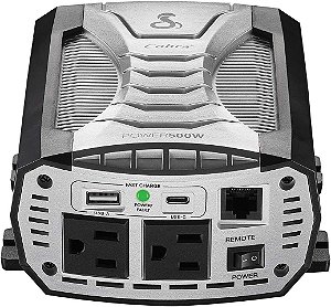 Inversor de Energia Cobra Power 500W, Portátil - Carregador de Carro 500-Watt, 2 Tomadas AC Aterradas, 2 Portas USB de Carga Rápida e Controle Remoto (CPIALCDG1
