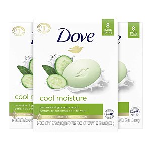 Barra de Beleza para Cuidados com a Pele Dove Para uma Pele Mais Macia Pepino e Chá Verde Mais Hidratante do que Sabonete em Barra 3,75 oz 24 barras
