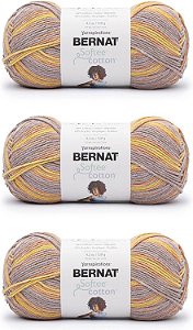 Fio Bernat Softee Cotton Golden Haze - 3 Pacotes de 120g/4.25oz - Algodão - 3 DK (Leve) - 254 jardas - Tricô, Crochê & Artesanato