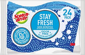 Esponja de limpeza Scotch-Brite Scrub Dots Non-Scratch, limpeza fácil, para lavar louça e limpar a cozinha, 24 unidades