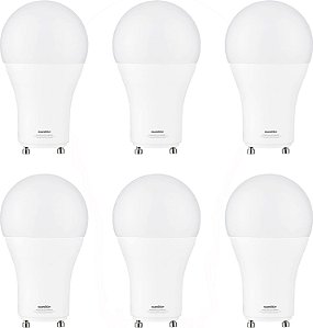 Lâmpada LED A19 Sunlite 40226, 14 Watts (equivalente a 100W), 1500 Lumens, base GU24 Twist and Lock, Regulável, Listada pela UL, Branco Super 5000K, Pacote com 6