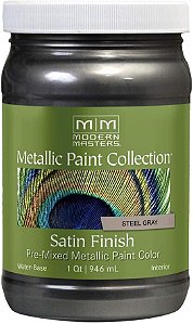 Modern Masters 1 qt ME244 Tinta Metálica Cinza Aço Coleção de Pintura Metálica Decorativa à Base de Água