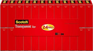 Fita adesiva transparente Scotch, 3/4 pol x 1000 pol, 24 caixas (600K24)