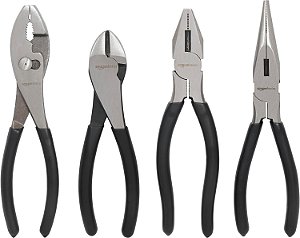 Ferramentas de Alicates Amazon Basics, Conjunto de 4, Preto, Prata