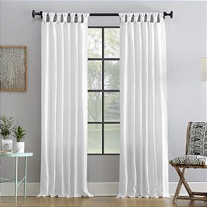 Cortina Archaeo em Algodão Lavado com Detalhe Torcido e Abas, 52 x 108, Branca