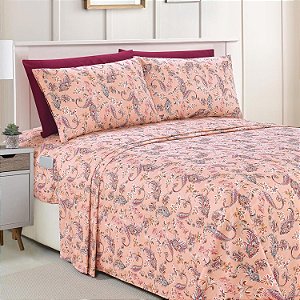 Conjunto de lençóis com estampa paisley Amelia, 4 peças, de bolso profundo, 1500 fios, qualidade premium de hotel, resistente a manchas e rugas, lençóis ajustados com bolsos inteligentes, conjunto de