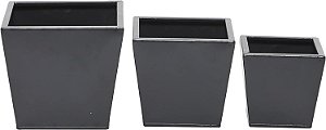 CosmoLiving by Cosmopolitan Vaso Quadrado de Metal, Conjunto de 3 7, 6, 5H, Cinza Escuro