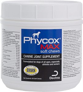 Suplemento de Articulações Phycox MAX em formato de biscoitos macios para cães, 90 unidades.