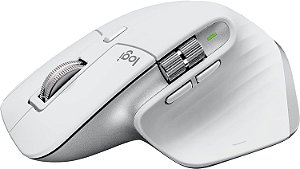 Mouse sem fio Bluetooth Logitech MX Master 3S para Mac, rolagem ultra-rápida, ergonômico, 8K DPI, cliques silenciosos, rastreamento em vidro, USB-C, Apple, iPad - Cinza claro -