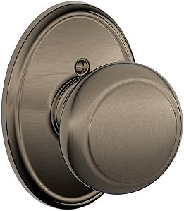 Maçaneta Andover com Acabamento Wakefield, Fechadura Fixa, Pewter Antigo (F170 AND 620 WKF)