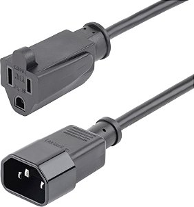 Cabo de Extensão de Energia StarTech.com de 0,3m (1 pé), IEC C14 para NEMA 5-15R, 10A 125V, 18AWG, 10 Pacotes, Cabo de Extensão de Energ
