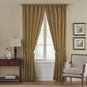 Elrene Home Fashions Versailles Faux-Silk Painel de Cortina de Escurecimento de Quarto, Cortina Blackout com Bolso para Haste, 52 Polegadas por 108 Polegadas, Dourado, 1 Painel