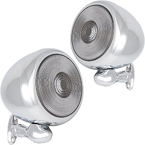 Acessórios KNS 8153 Cromados 5 Diâmetro Luz Falsa em Forma de Lágrima com Lente de Plástico Transparente, METÁLICO