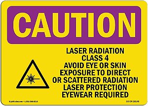 Aviso de Radiação OSHA - Radiação a Laser Classe 4 Evitar com Símbolo | Adesivo | Proteja sua Empresa, Local de Trabalho, Armazém | Fabricado nos EUA