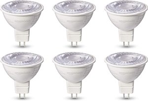 Lâmpada LED MR16 Amazon Basics, equivalente a 50 watts, eficiente em energia 7W, base GU 5.3, branco quente 3000K, dimerizável, vida útil de 10.000 horas | Pacote com