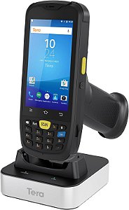 Computador Móvel com Leitor de Código de Barras Android Tera com Base de Carregamento, Empunhadura de Pistola, Scanner 1D 2D QR Zebra, Terminal de Dados PDA Android 10, Resistente IP 65,