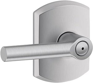 SCHLAGE F40 BRW 626 GRW Coleção Greenwich Broadway Maçaneta para Cama e Banho, Cromado Acetinado