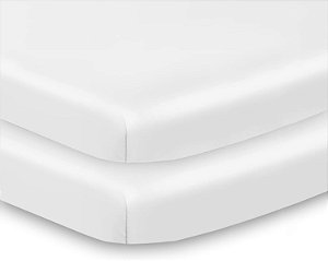 Lençol ajustável e capa à prova d'água BreathableBaby All-in-One, para colchão de berço mini de 38 x 24/97 x 61 cm, branco (pacote com 2)