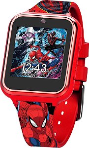 Relógio Inteligente Touchscreen Educacional Accutime Kids Marvel Homem-Aranha Vermelho Brinquedo para Meninos, Meninas, Bebês - Câmera Selfie, Jogos de Aprendizado, Alarme, Calculadora, Pedômetro e