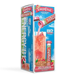 Zipfizz Energético em Pó, Bebida Energética e Hidratante com Eletrólitos, Vitamina B12 e Multi Vitaminas, Toranja Rosa, 20 Unidades (Pacote de 1)