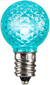 Lâmpada Vickerman G30 LED Azul Facetado E12 Base de Níquel .38 Watts, Dimável, 25 Lâmpadas por Pacote