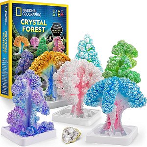 Kit de Crescimento de Cristais para Crianças NATIONAL GEOGRAPHIC - Cresça 6 Árvores de Cristal em Apenas 6 Horas, Kit Educacional de Artesanato STEM com Materiais de Arte e Espécime de Geodo.