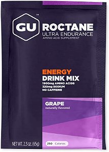Mistura de Bebida Energética de Ultra Resistência GU Energy Roctane, Vegana, Livre de Glúten, Kosher e Livre de Laticínios Energia para Qualquer Treino, 10 Pacotes Individuais, Uva